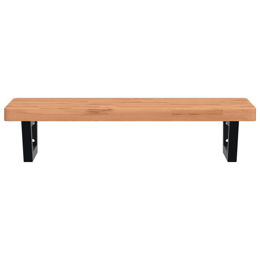 Badkamer Wandschap Staal En Massief Beukenhout 1 80 x 40 x 4 cm Donkerbruin en zwart