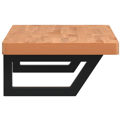 Badkamer Wandschap Staal En Massief Beukenhout 1 80 x 40 x 4 cm Donkerbruin en zwart