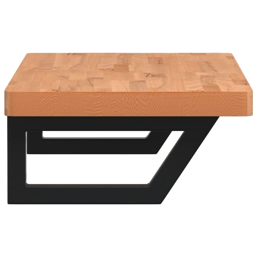 Badkamer Wandschap Staal En Massief Beukenhout 1 80 x 40 x 4 cm Donkerbruin en zwart