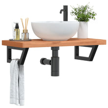 Badkamer Wandschap Staal En Massief Beukenhout 1 80 x 40 x 4 cm Donkerbruin en zwart