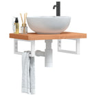 Bathroom wall shelf steel and solid beech wood