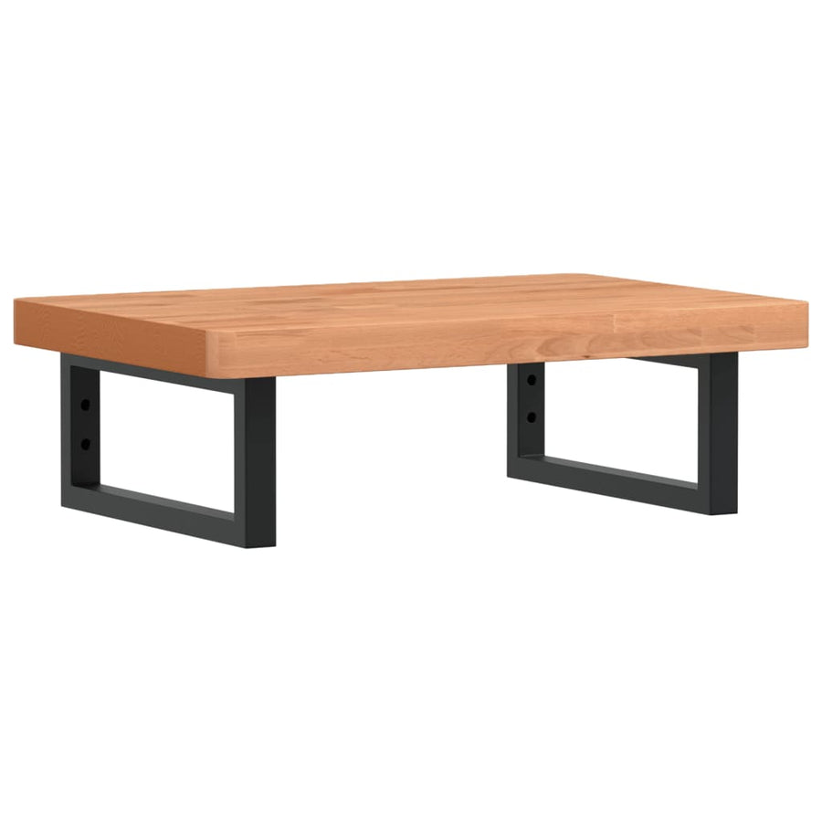 Badkamer Wandschap Staal En Massief Beukenhout 1 60 x 40 x 4 cm Donkerbruin en zwart