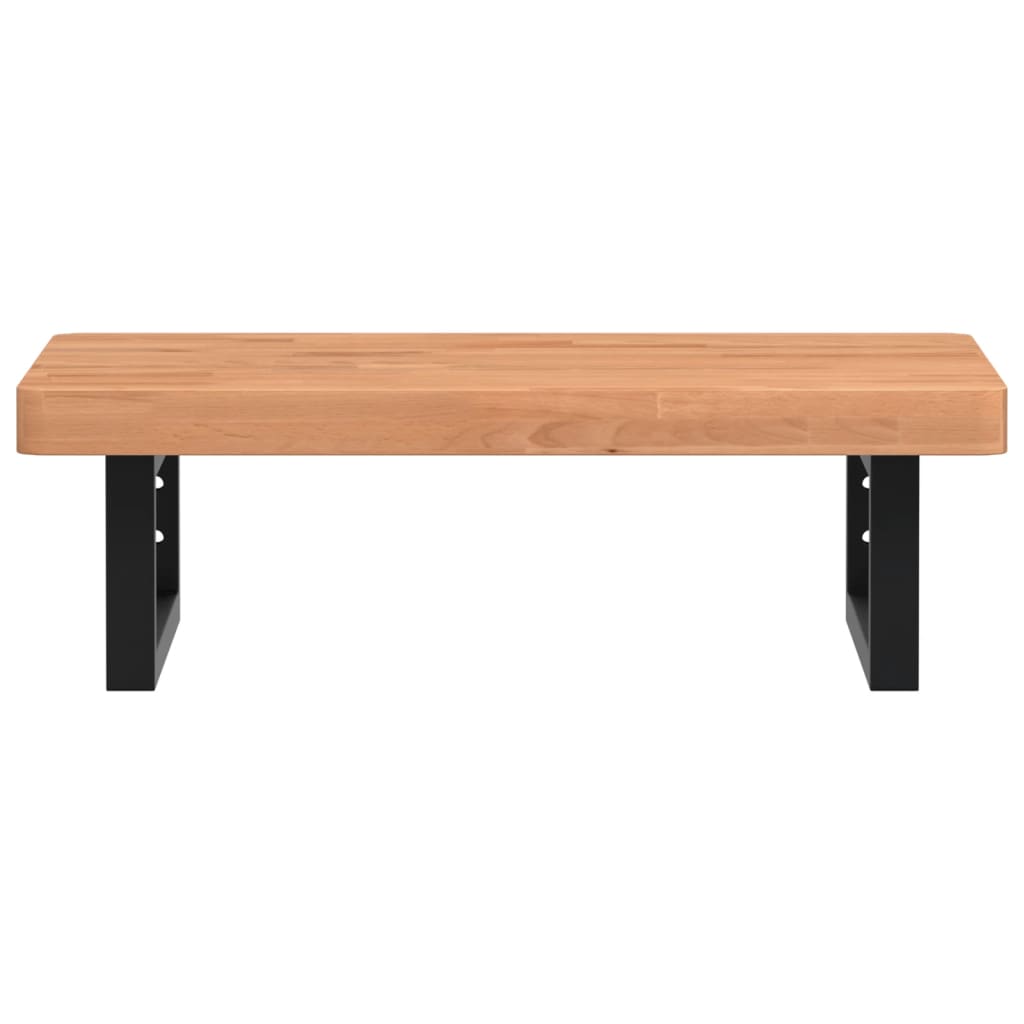 Badkamer Wandschap Staal En Massief Beukenhout 1 60 x 40 x 4 cm Donkerbruin en zwart