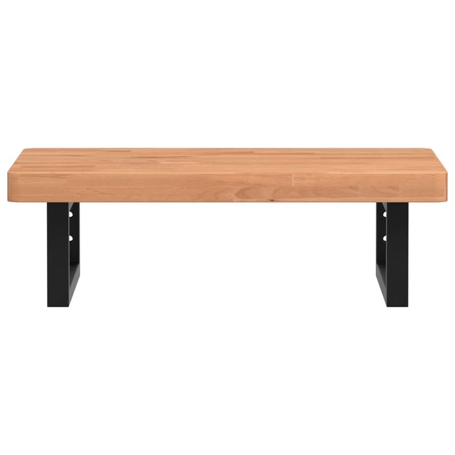 Badkamer Wandschap Staal En Massief Beukenhout 1 60 x 40 x 4 cm Donkerbruin en zwart