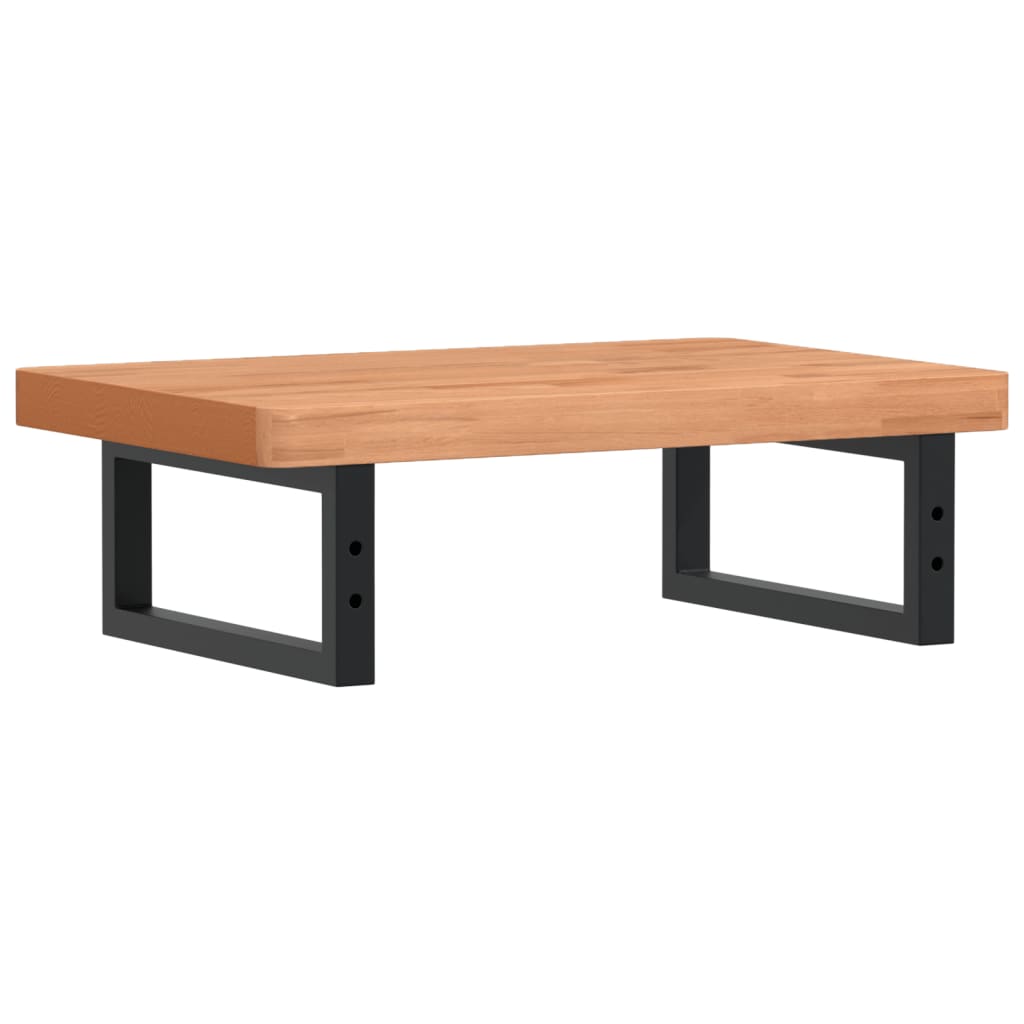 Badkamer Wandschap Staal En Massief Beukenhout 1 60 x 40 x 4 cm Donkerbruin en zwart