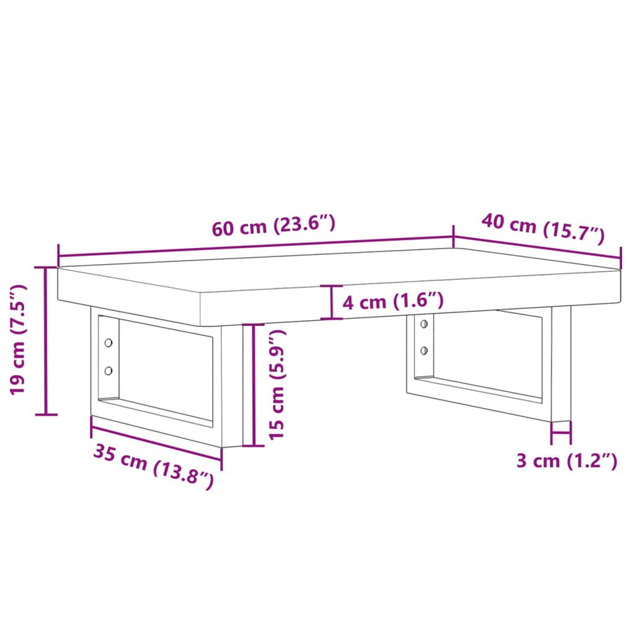 Badkamer Wandschap Staal En Massief Beukenhout 1 60 x 40 x 4 cm Donkerbruin en zwart