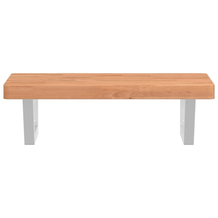 Badkamer wandschap staal en massief beukenhout