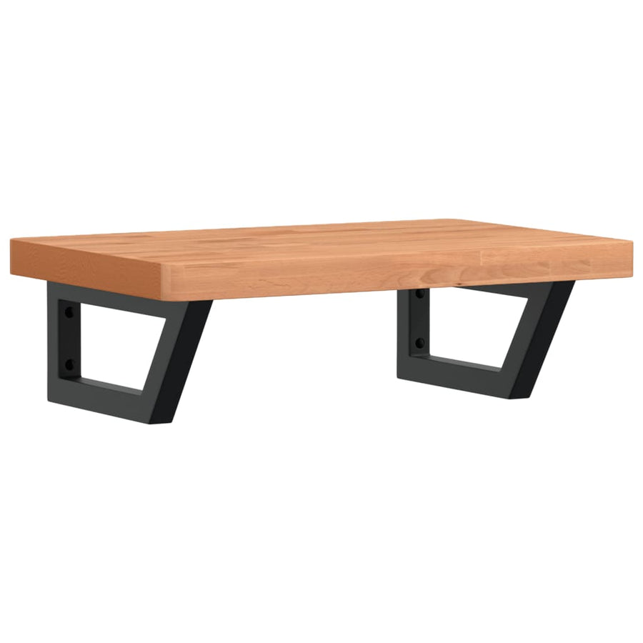 Badkamer Wandschap Staal En Massief Beukenhout 1 60 x 40 x 4 cm Donkerbruin en zwart