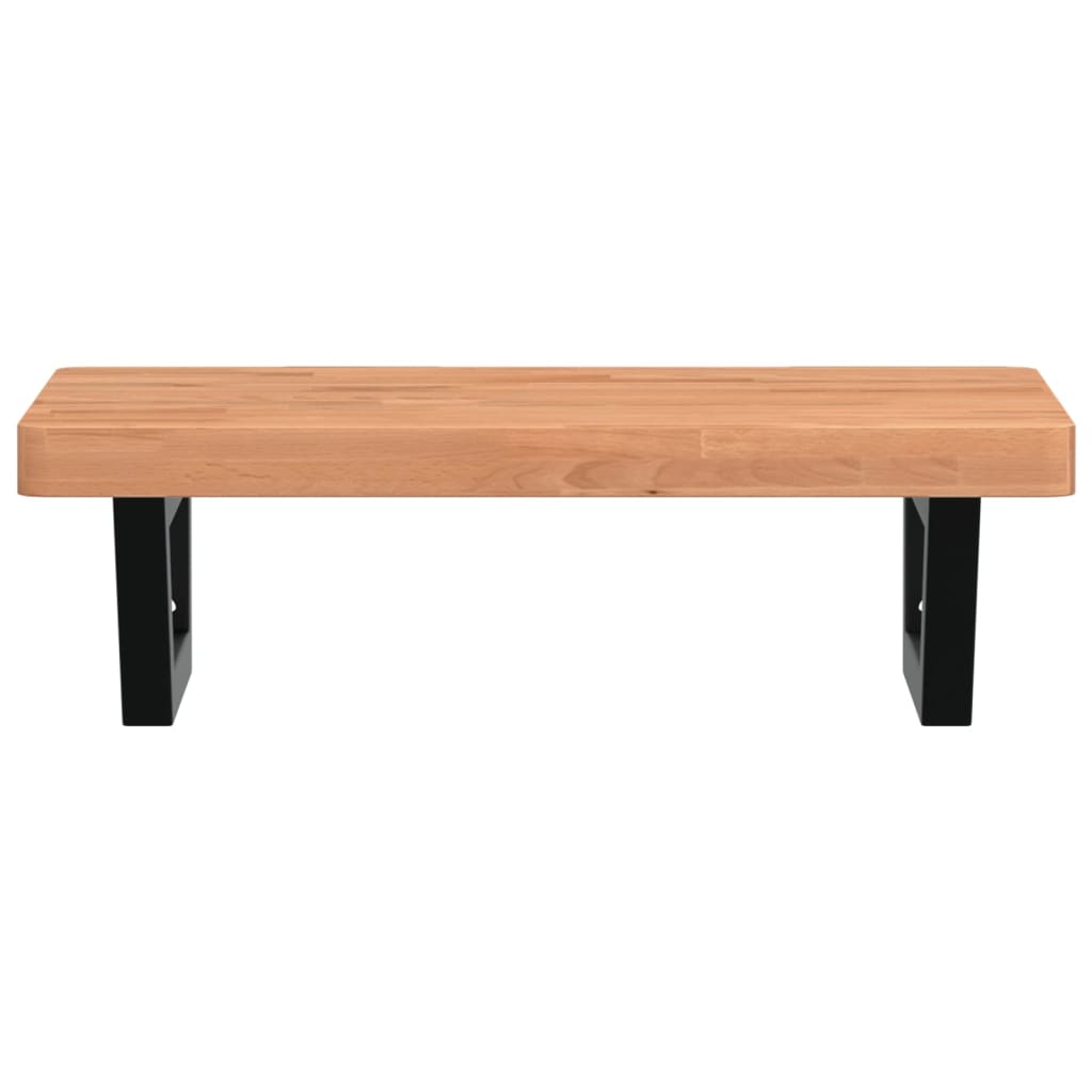 Badkamer Wandschap Staal En Massief Beukenhout 1 60 x 40 x 4 cm Donkerbruin en zwart