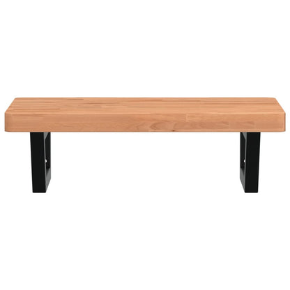 Badkamer Wandschap Staal En Massief Beukenhout 1 60 x 40 x 4 cm Donkerbruin en zwart