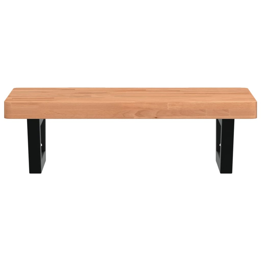 Badkamer Wandschap Staal En Massief Beukenhout 1 60 x 40 x 4 cm Donkerbruin en zwart