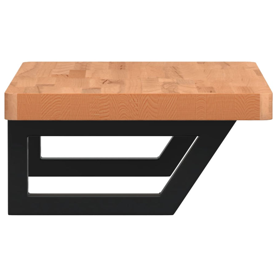 Badkamer Wandschap Staal En Massief Beukenhout 1 60 x 40 x 4 cm Donkerbruin en zwart