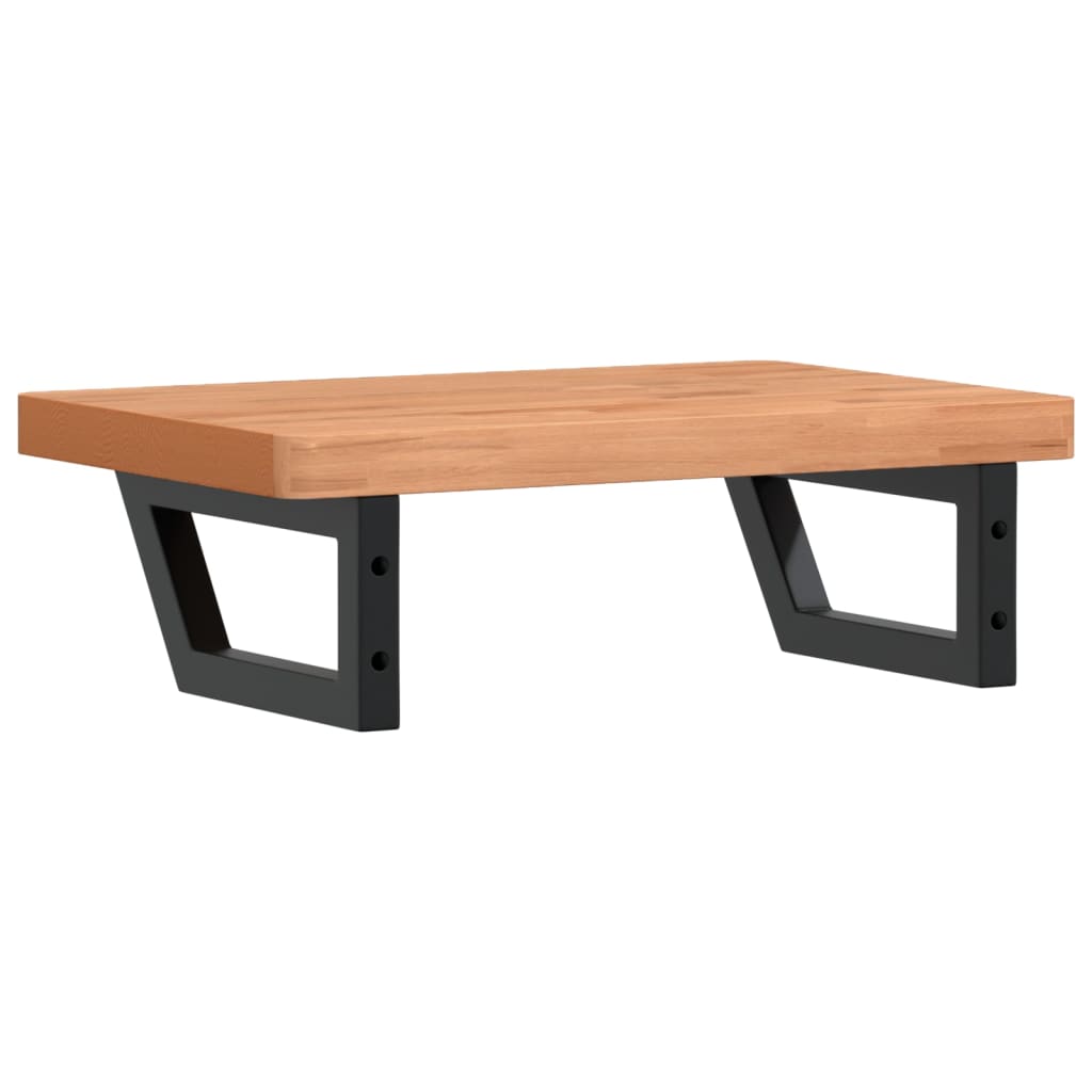 Badkamer Wandschap Staal En Massief Beukenhout 1 60 x 40 x 4 cm Donkerbruin en zwart
