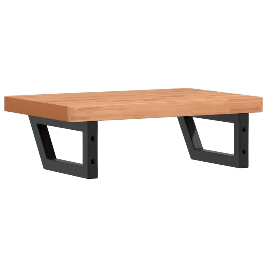 Badkamer Wandschap Staal En Massief Beukenhout 1 60 x 40 x 4 cm Donkerbruin en zwart