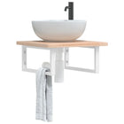 Bathroom wall shelf steel and solid oak