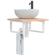 Badkamer wandschap staal massief eikenhout