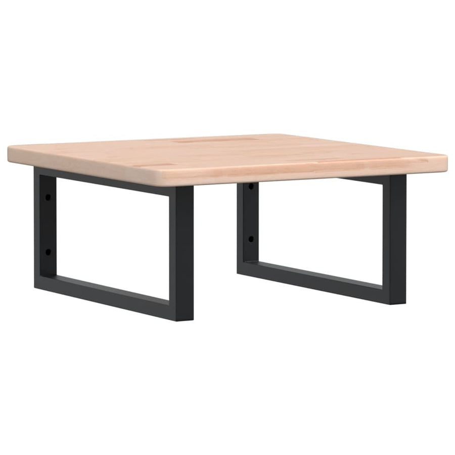 Badkamer Wandschap Staal En Massief Eikenhout 1 50 x 50 x 2.5 cm Bruin en zwart