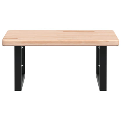 Badkamer Wandschap Staal En Massief Eikenhout 1 50 x 50 x 2.5 cm Bruin en zwart