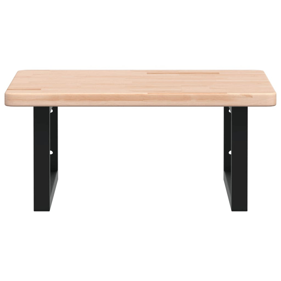 Badkamer Wandschap Staal En Massief Eikenhout 1 50 x 50 x 2.5 cm Bruin en zwart