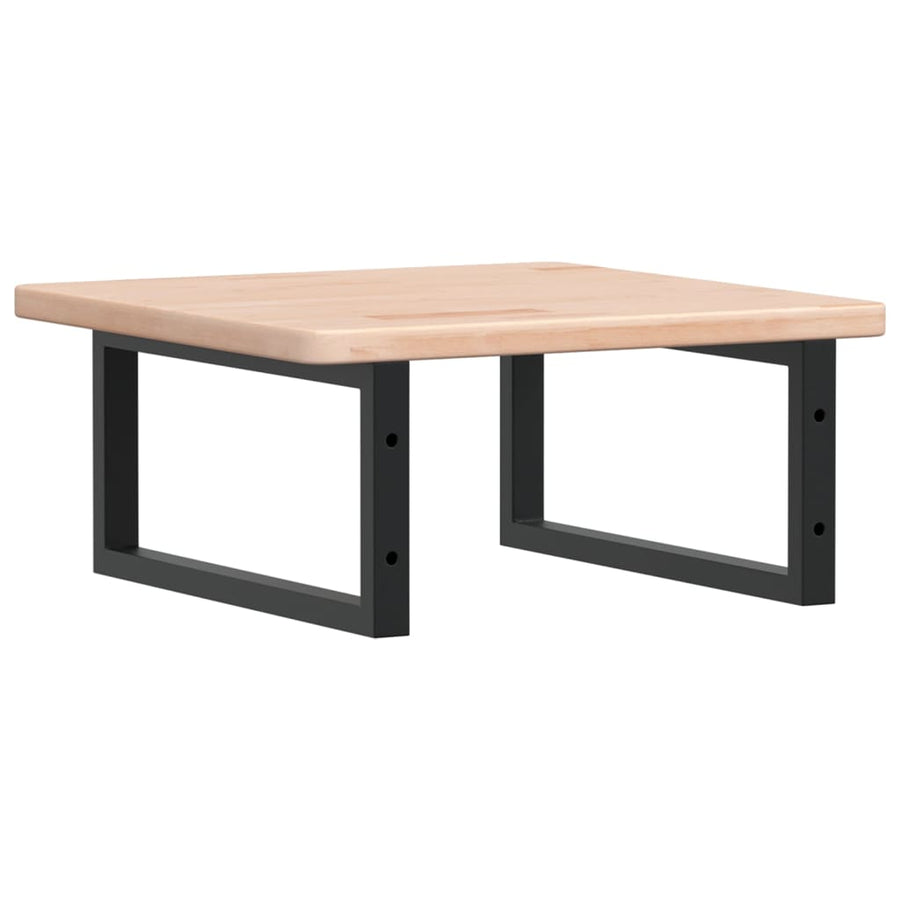 Badkamer Wandschap Staal En Massief Eikenhout 1 50 x 50 x 2.5 cm Bruin en zwart