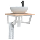 Bathroom wall shelf steel and solid oak