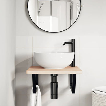 Badkamer wandschap staal en massief eikenhout
