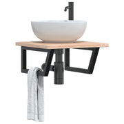 Badkamer wandschap staal massief eikenhout 60x25x15 cm