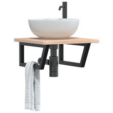 Badkamer wandschap staal en massief eikenhout