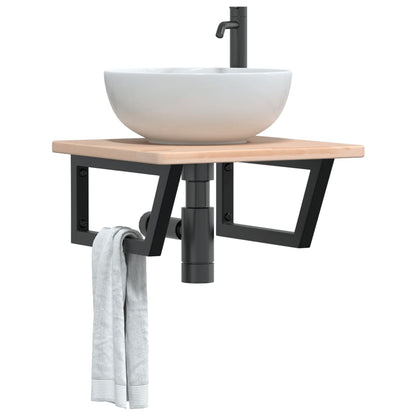 Badkamer wandschap staal en massief eikenhout
