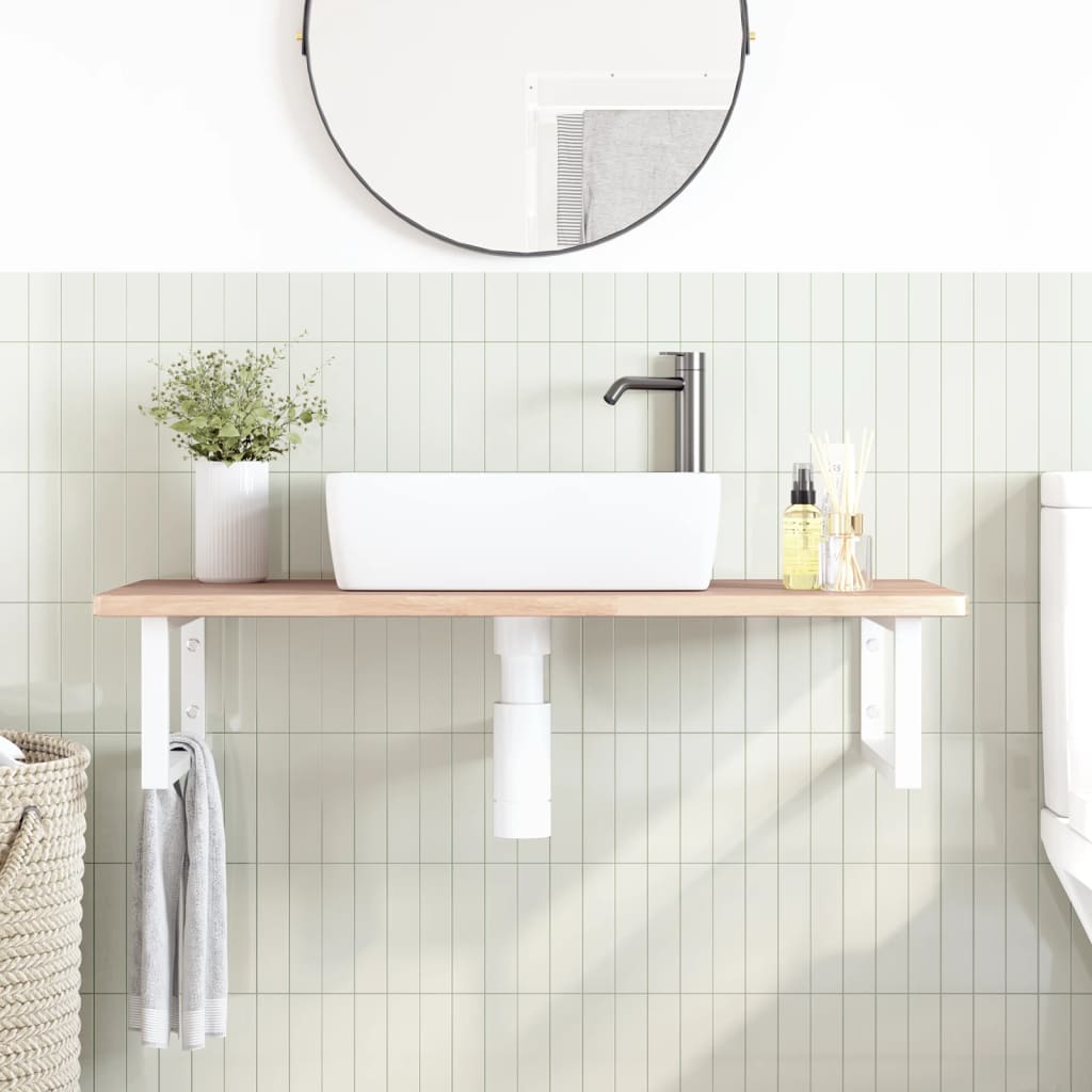Badkamer Wandschap Staal En Massief Eikenhout 1