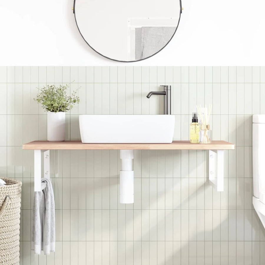 Badkamer Wandschap Staal En Massief Eikenhout 1