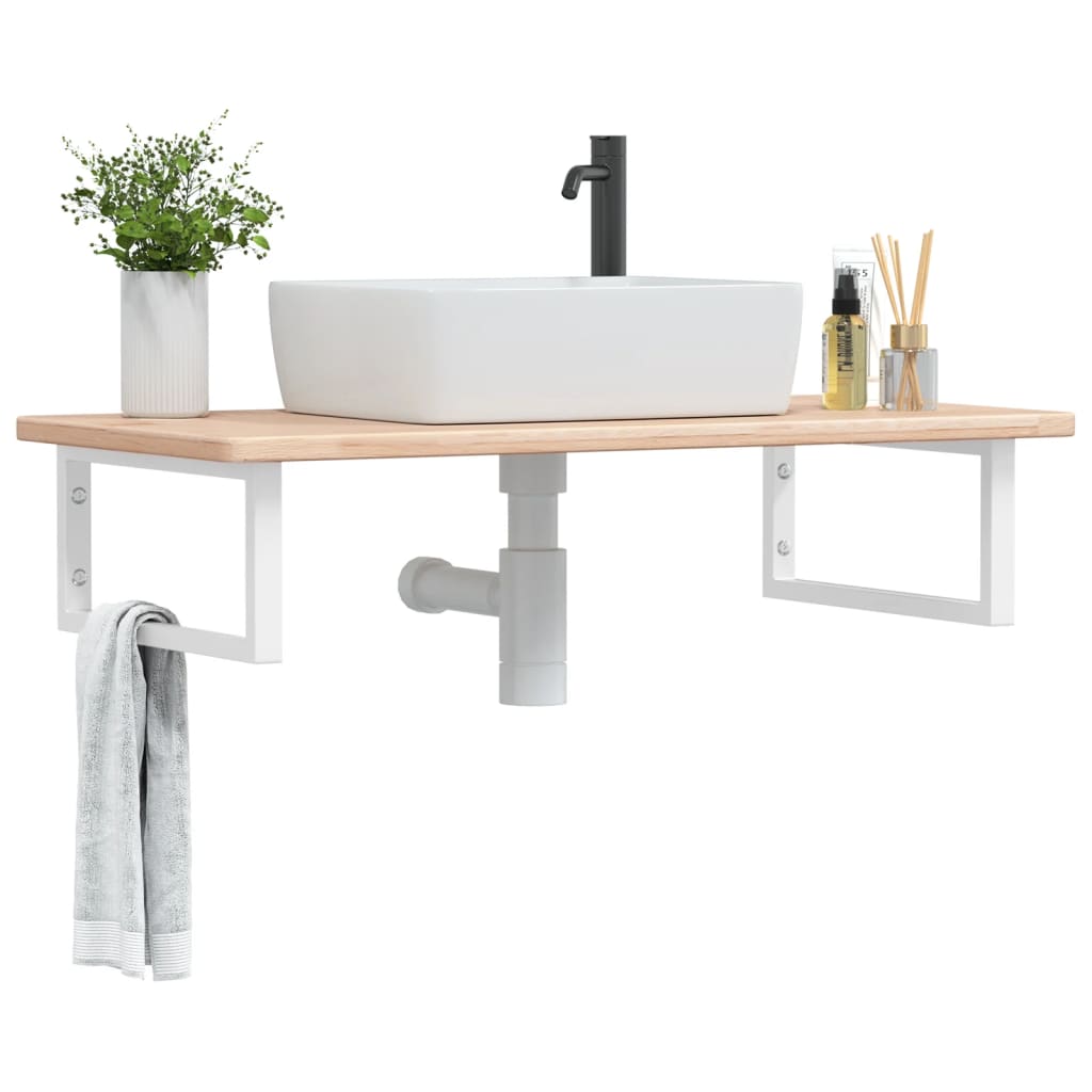 Badkamer Wandschap Staal En Massief Eikenhout 1