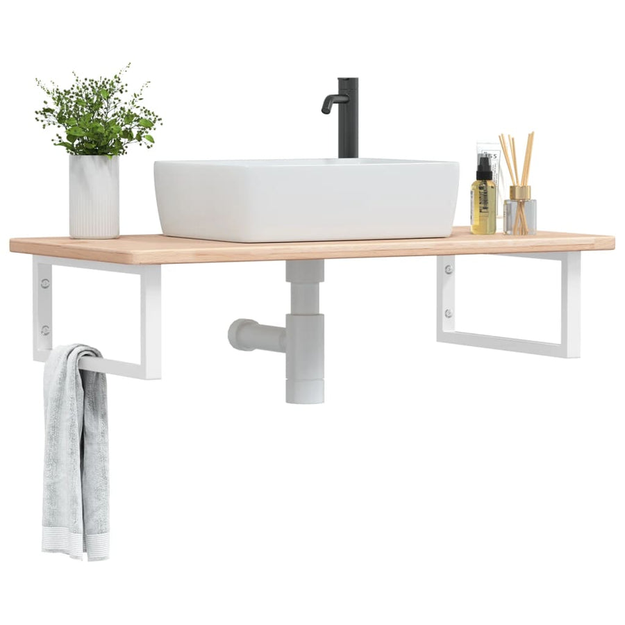 Badkamer Wandschap Staal En Massief Eikenhout 1