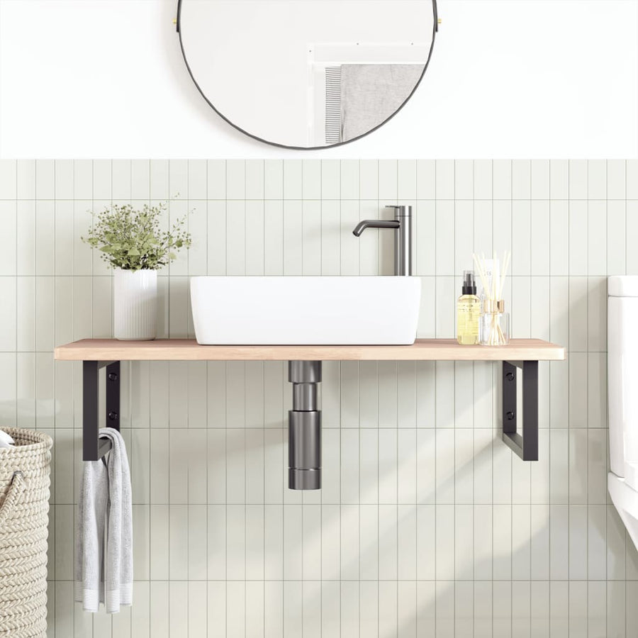Badkamer wandschap staal en massief eikenhout
