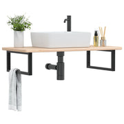 Badkamer wandschap 100x50 cm massief eikenhout staal