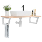 Bathroom wall shelf steel and solid oak