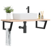Badkamer wandschap staal massief eikenhout