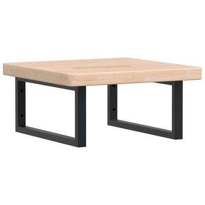 Badkamer Wandschap Staal En Massief Eikenhout 1 50 x 50 x 4 cm Bruin en zwart