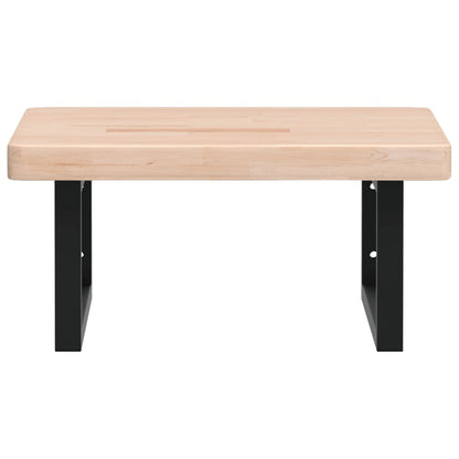 Badkamer Wandschap Staal En Massief Eikenhout 1 50 x 50 x 4 cm Bruin en zwart