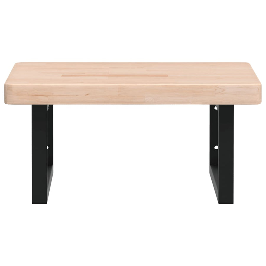 Badkamer Wandschap Staal En Massief Eikenhout 1 50 x 50 x 4 cm Bruin en zwart