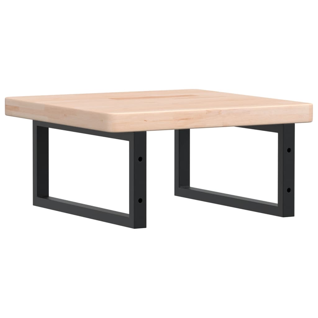 Badkamer Wandschap Staal En Massief Eikenhout 1 50 x 50 x 4 cm Bruin en zwart