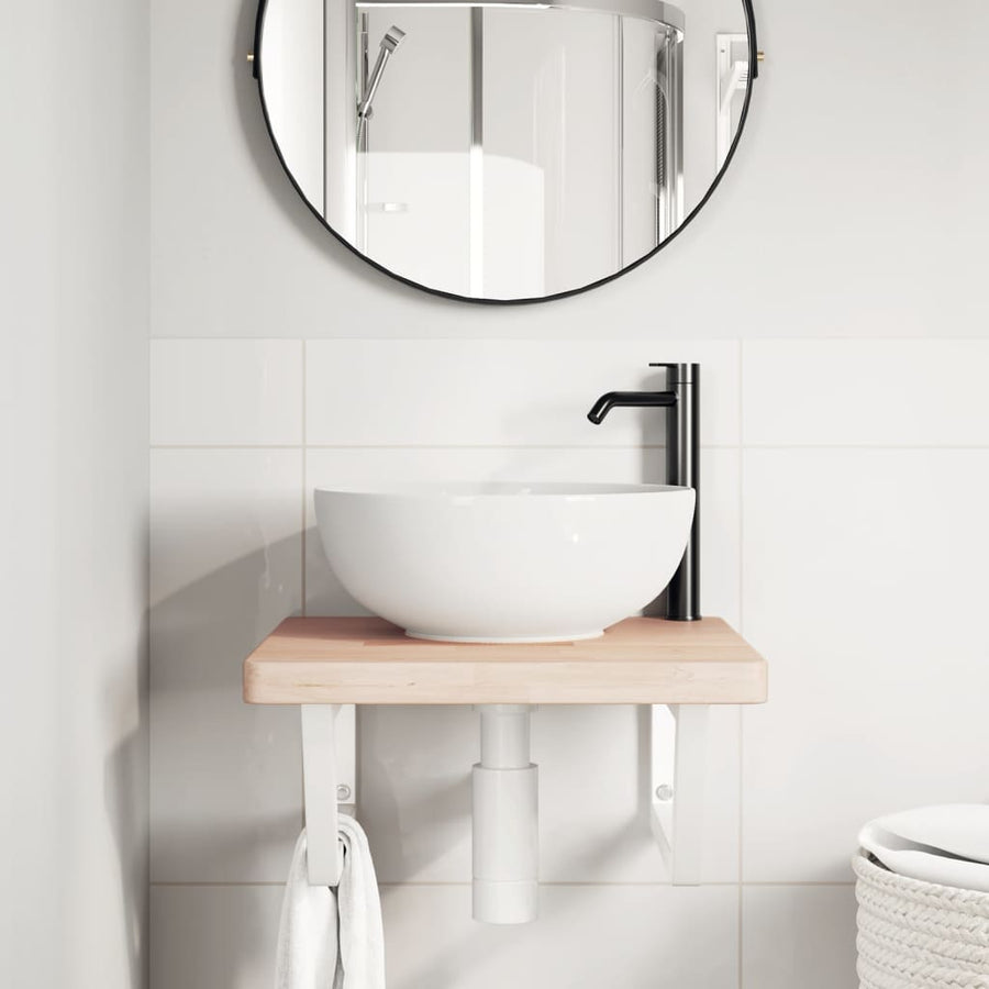 Badkamer wandschap staal en massief eikenhout