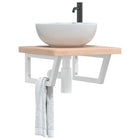 Bathroom wall shelf steel and solid oak