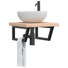 Bathroom wall shelf steel and solid oak