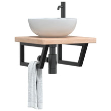 Badkamer wandschap staal en massief eikenhout