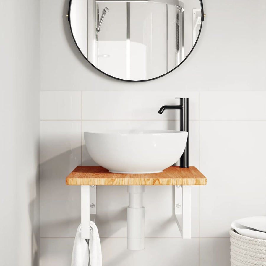 Badkamer Wandschap Staal En Massief Eikenhout 1