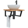 Bathroom wall shelf steel and solid oak