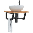 Bathroom wall shelf steel and solid oak