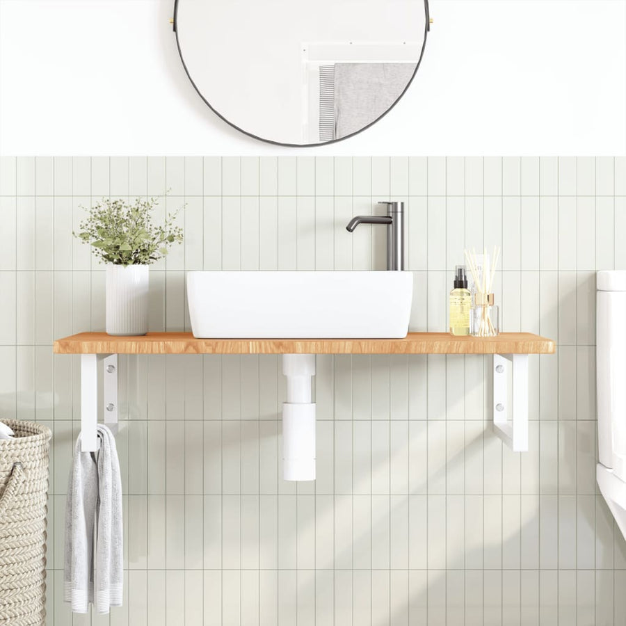Badkamer Wandschap Staal En Massief Eikenhout 1