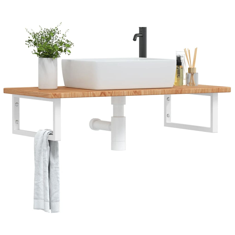 Badkamer Wandschap Staal En Massief Eikenhout 1